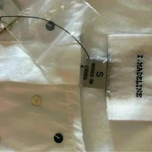 I. Madeline Sequin Embellished Blouse. Small. NWT. White with blue, tan sequins. - Picture 3 of 5